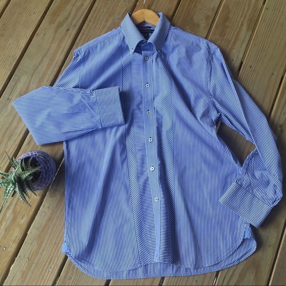 Tommy Hilfiger herringbone pinstripe dress shirt